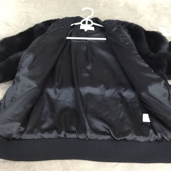 JOHN + JENN Two Tone Faux Fur Bomber Jacket- Size M - Picture 4 of 8